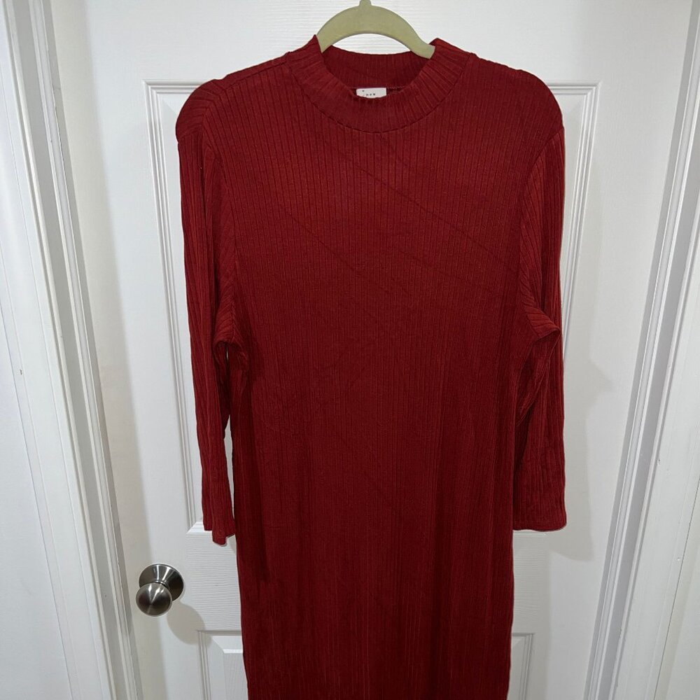 A New Day - Burgundy Sweater Midi Dress (XL)